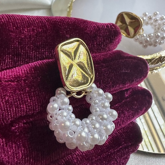 Zara Gold and White Pearl Earrings - Picture 10 of 13